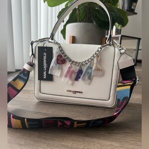 NWT Karl Lagerfeld White Handbag with Colorful Accents